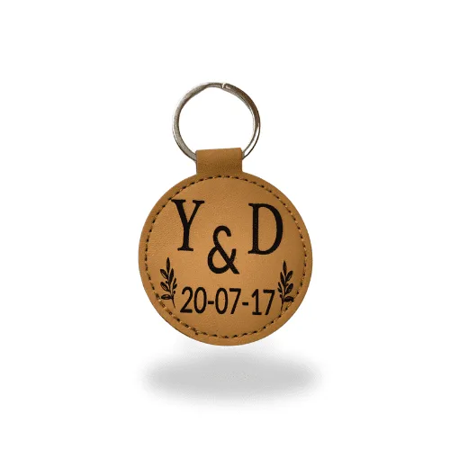 llavero cuero redondo marrón Llaveros de cuero redondo personalizados